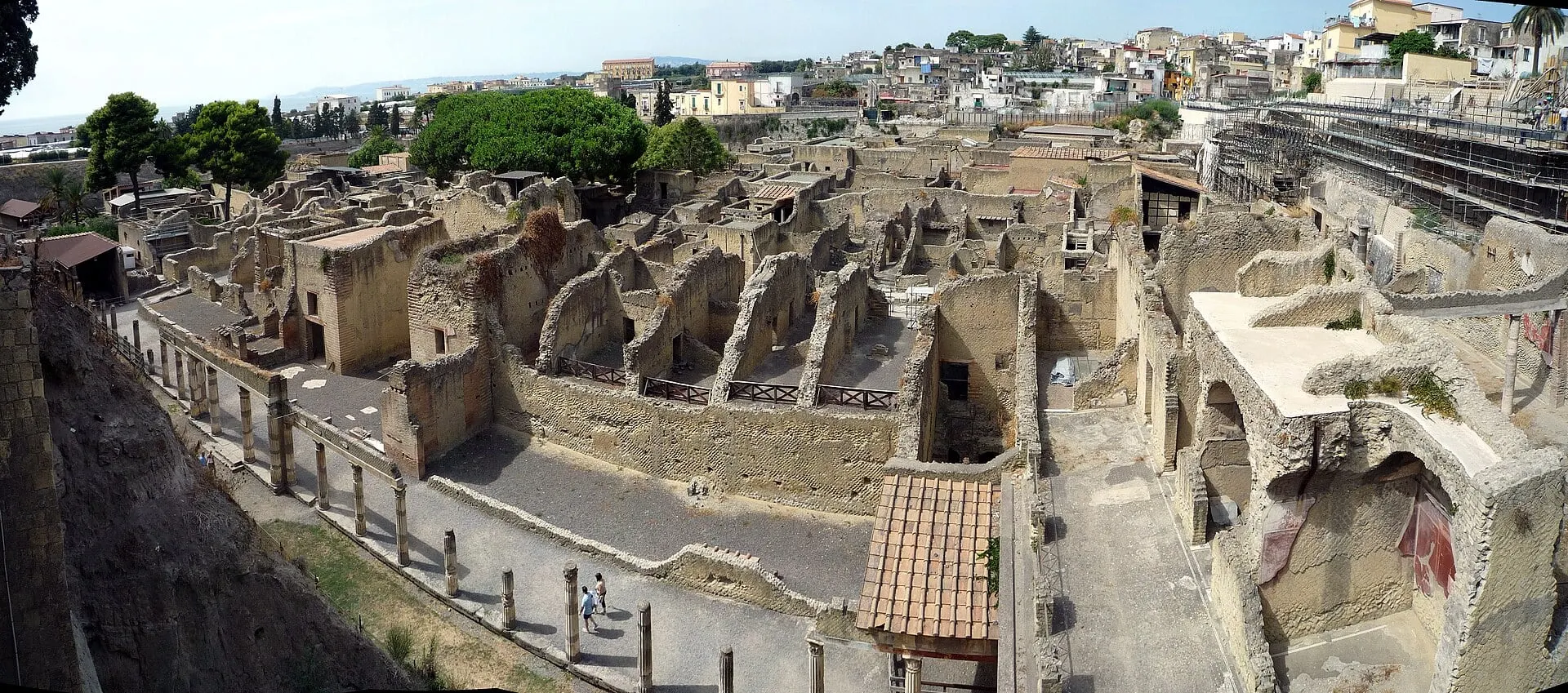 The excavated streets and houses of Herculaneum, beside the Ercolano Scavi stop