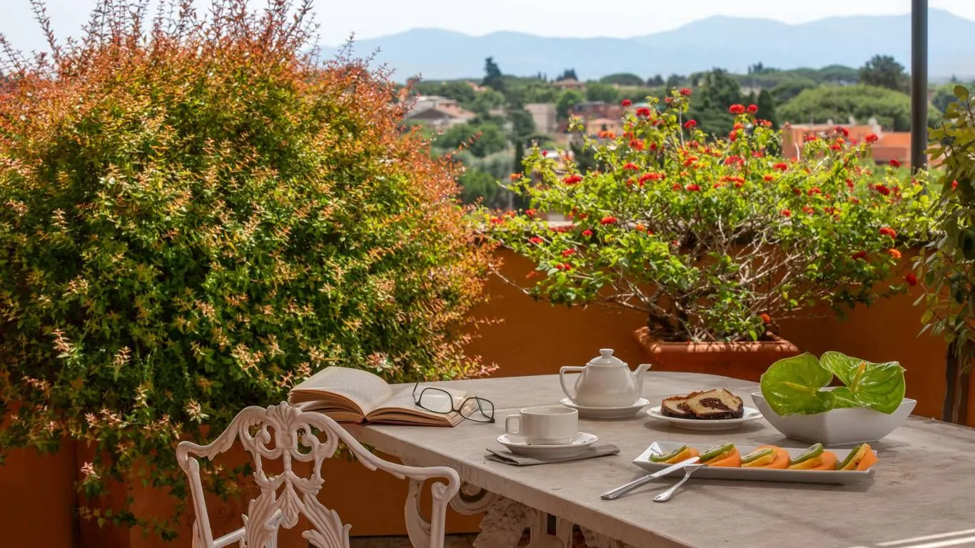 Hotel San Anselmo: The terrace, and the hills beyond