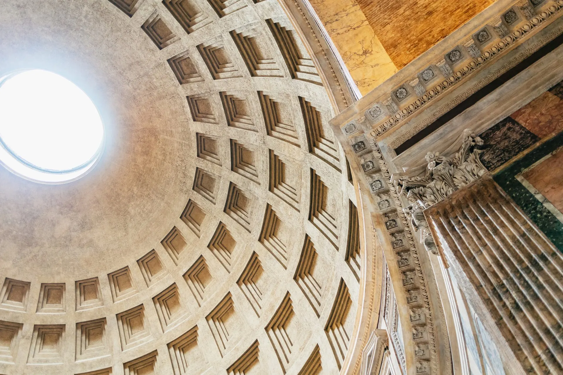 The coffered dome and oculus of the Pantheon