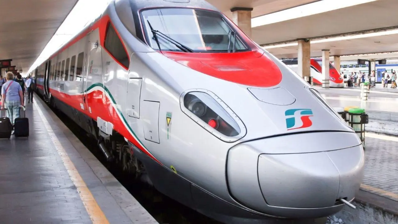 A high-speed train at the platform