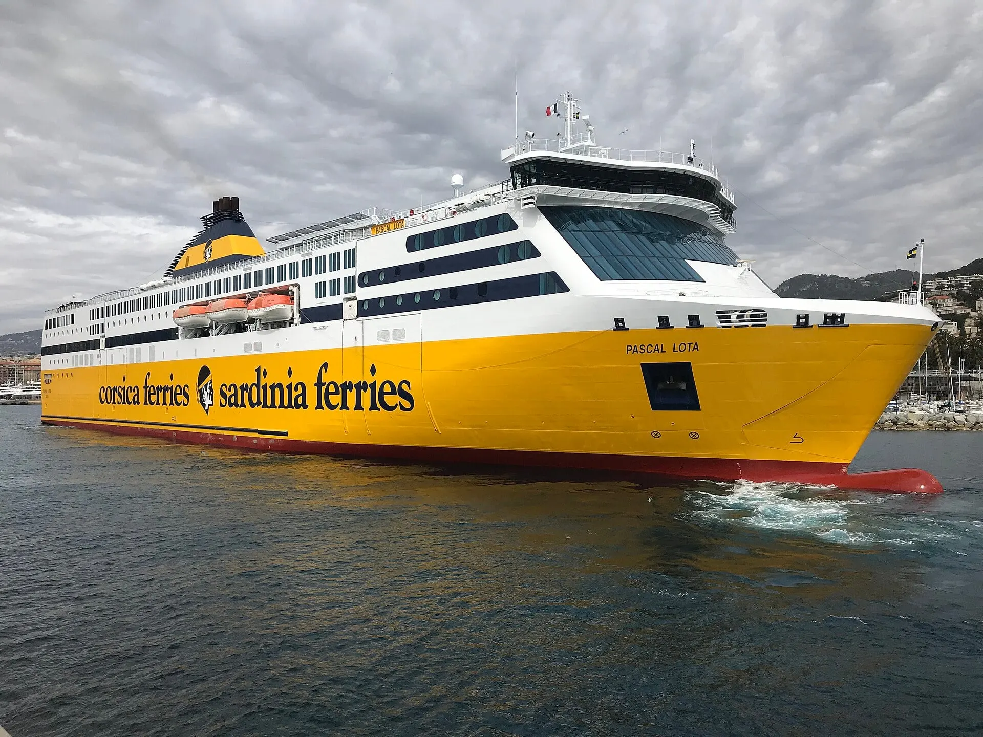 The Corsica Ferries ship Pascal Lota coming alongside in the port of Nice