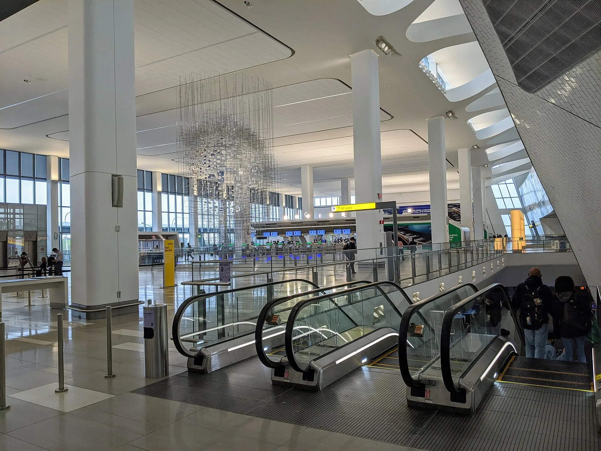 The bright departures hall of the new Terminal B at LaGuardia